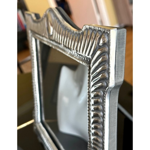 Vtg Large Mexican Artisan Crafted Solid Pewter Frame Mayan Sol Hecho en Mexico - Picture 8 of 11